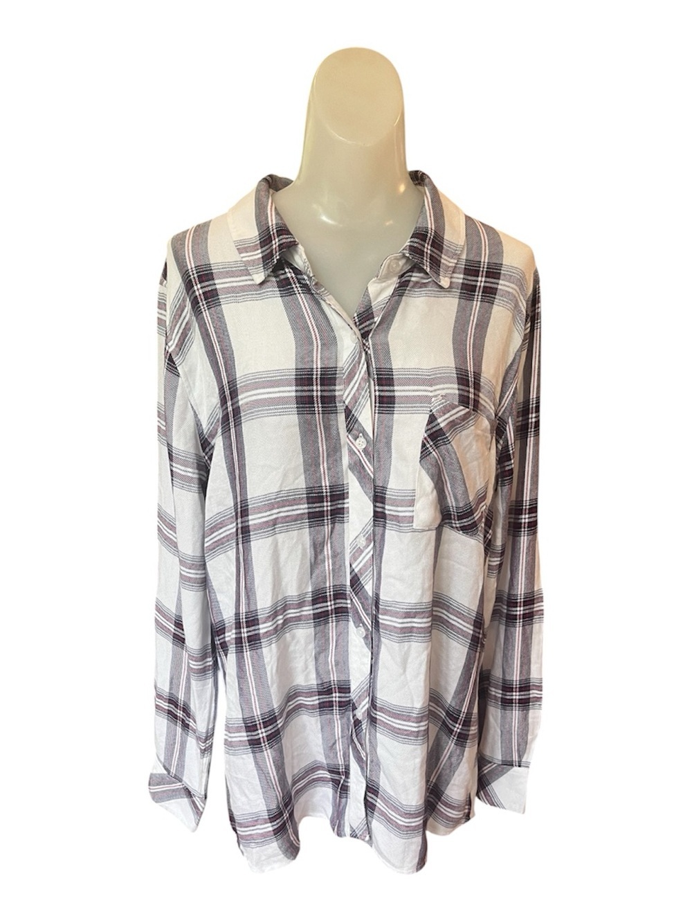 Rails Hunter White, Red and Blue Plaid Button Up Shirt size L